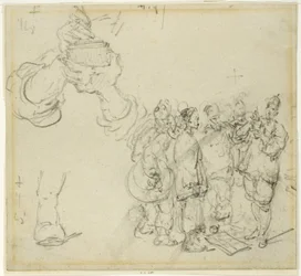 Studieark: Hender og gruppe orientalske figurer
