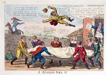 En spansk vits, pub. 1808 (håndfarget gravering)