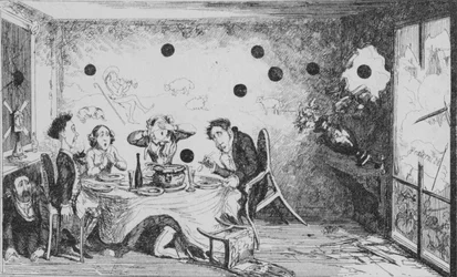 En avbrutt engelsk middagsfest i Paris, c1849.