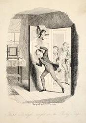 Frank Fairlegh Caught in the Booby Trap, fra Frank Fairlegh eller Scenes From the Life of a Private Pupil, pub. ca. 1870
