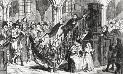 Pastor Holdenough under en tjeneste, illustrasjon fra 