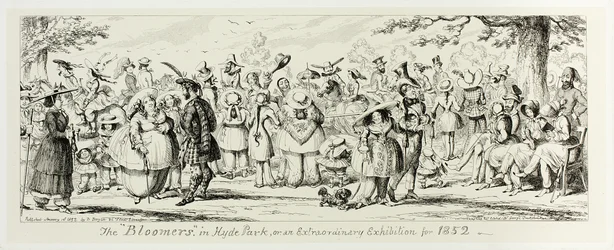«Bloomers» i Hyde Park, eller en ekstraordinær utstilling for 1852 fra George Cruikshanks ståletsninger til tegneseriealmanakkene: 1835–1853
