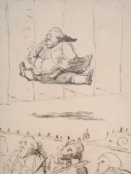 A Man doing the Splits, ca. 1760-90 (penn & brunt og grått blekk på papir)