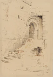 På en gårdsplass ved siden av S. Siro, San Remo, januar 1878 (blyant og wc på papir)