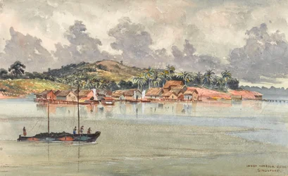 Inner Harbour, S Side, Singapore, ca. 1859-62 (akvarell)