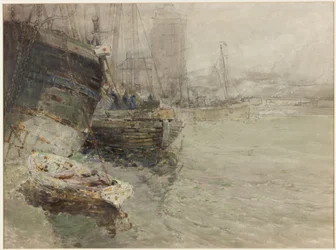 North Shields Fish Quay (akvarell og blyant på papir)