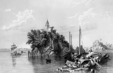 'Janghera, eller fakeers' Rock, on the Ganges', 1838.