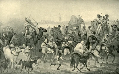 Innfødte hjelpearbeidere skynder seg til Delhi, ca 1850-tallet, 1901.