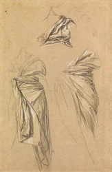 Studier av draperi for dødens figur i "Time, Death and Judgement", 1865-66