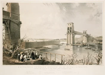 Britannia Tubular Bridge under bygging, 3. desember 1849