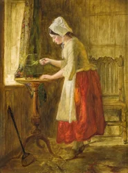 Mate fuglen (olje på panel)