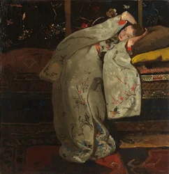 Jente i en hvit kimono