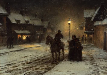 Vinterkveld (olje på panel)