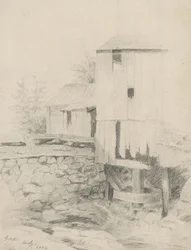 The Old Mill, 1846 (grafitt på brunfarget papir)