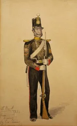 Fargesersjant for Royal Marine Artillery, 1854 (wc på papir)