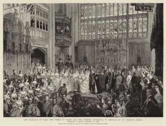 Ekteskapet til T R H Prinsen av Wales og prinsesse Alexandra av Danmark i St George