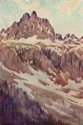 Aiguilles Rouges, en mai-kveld (farge litho)