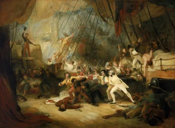 Nelson går om bord på «San Josef» i slaget ved Cape St. Vincent