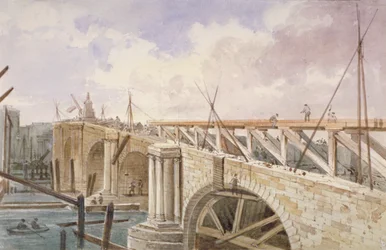 Rivingsarbeid blir utført på Blackfriars Bridge, 1864