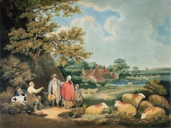 The Shepherds, gravert av William Ward (1766-1826), pub. av H. Morland, 1806 (mezzotintgravering)