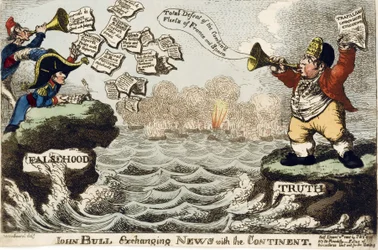 John Bull (ikon for den britiske nasjonen) utveksler nyheter med kontinentet