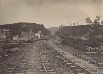 Allatoona-passet ser nordover, Georgia, 1860-tallet.