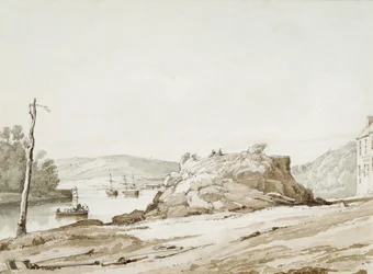 Briton Ferry (sepiafarge og blyant på papir)