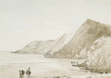 Caswell Bay (akvarell og blyant på papir)