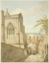 East End of St Mary Redcliffe (blyant og akvarell på papir)