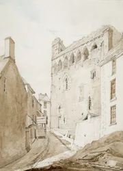 Swansea slott (akvarell og blyant på papir)