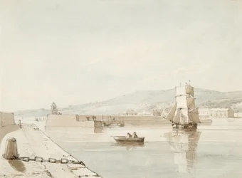 Swansea havn (akvarell og blyant på papir)