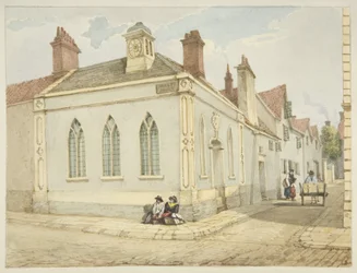 Trinity Chapel and Almshouse (blyant og akvarell på papir)