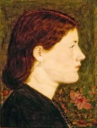 Studie av Ellen Smith, hode og skuldre (olje på panel)