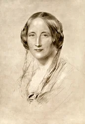 Elizabeth Gaskell , britisk romanforfatter fra 1800-tallet, 1910.