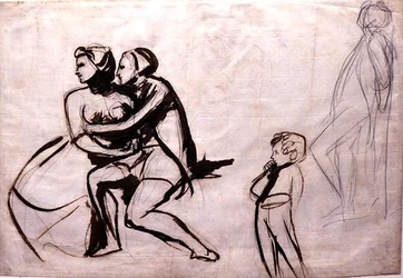 Lovers Espied by a Child (penn- og blekkvask)