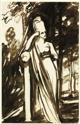Kvinne som står ved en stele