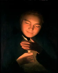 Kunstnerens bror James, holder et stearinlys, 1761