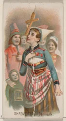 Shrove-Tide, Danmark, fra Holidays-serien N80 for Duke-sigaretter, 1890., 1890.