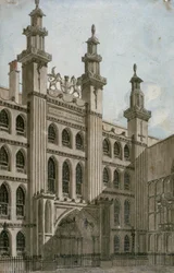 Sør-vest utsikt over Guildhall-fronten, City of London, 1810