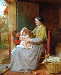 Leker med babyen, 1863