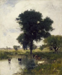 Storfe i bassenget (A Summer Landscape), 1880