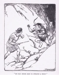 Han hadde aldri sett et så merkelig beist, fra The Heroes utgitt av George Allen og Unwin 1929