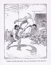 Havet kastet ham rett over skulderen hans på bakken, fra The Heroes utgitt av George Allen og Unwin 1929