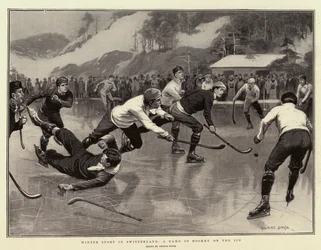 Vintersport i Sveits, et hockeyspill på isen