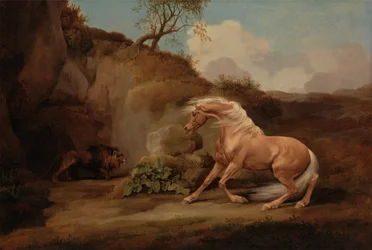 Hest skremt av en løve