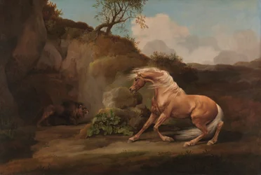 Hest skremt av en løve, mellom 1762 og 1768.