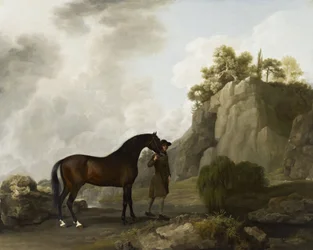 Marquess of Rockinghams arabiske hingst (ledet av en brudgom ved Creswell Crags)