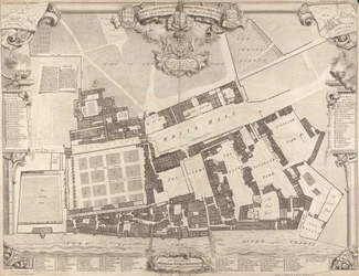 Oppmåling og grunnplan av det kongelige palasset i Whitehall