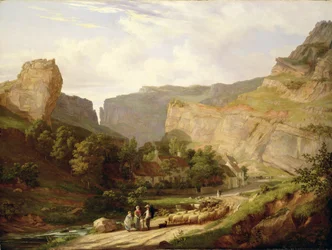 En utsikt over Cheddar Gorge (olje på lerret)