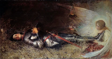 Hundreårskrig: "" The Sleep of Joan of Arc (1412-1431) i fengsel"" Maleri av William George Joy (1844-1925) 1895